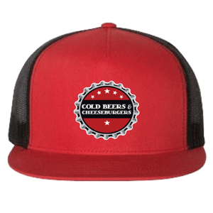 Red & Black Flat Bill Trucker Hat