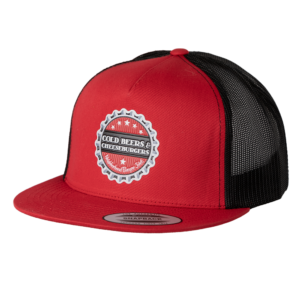 Red & Black Flat Bill Trucker Hat