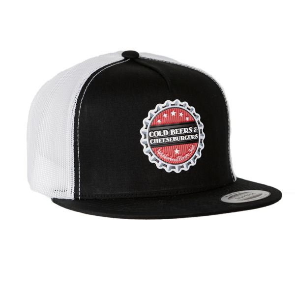 Black & White Flat Bill Trucker Hat