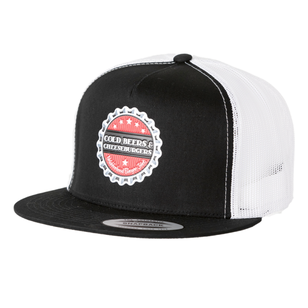 Black & White Flat Bill Trucker Hat