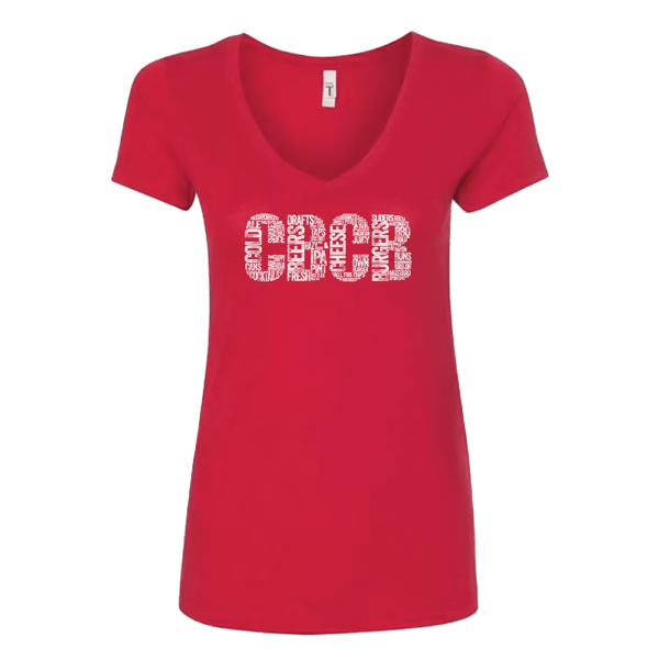 CBCB Grunge Ladies V-Neck T-Shirt Red