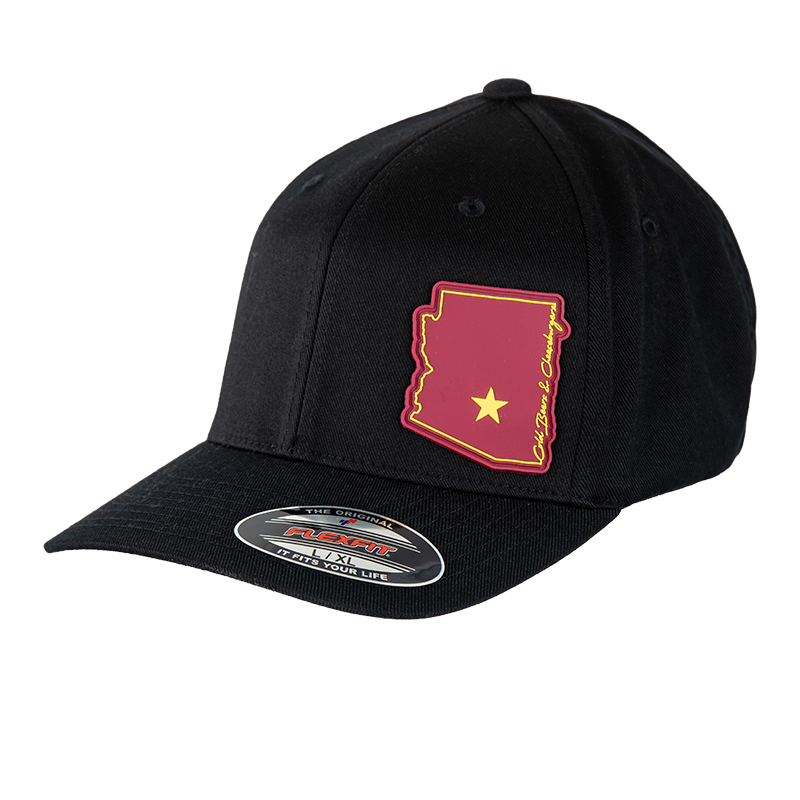 AZ State Patch Flexfit Hat Black with Maroon Patch