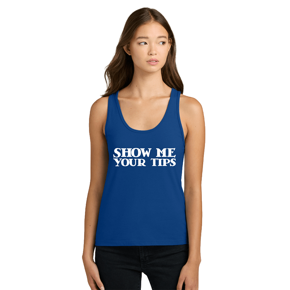 Show Me Your Tips Tank Top Front Blue